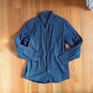 Michael Kors Navy Patterned Button Down Shirt